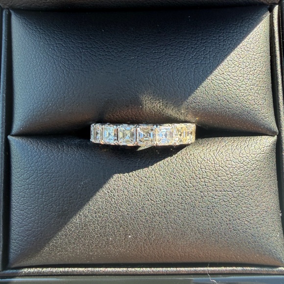 Jewelry - Auth.✅ 3.80 ctw Assher Cut Platinum Diamond Eternity Band Size 4✨